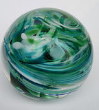 Art glass Signed 1997 green swirl paperweight