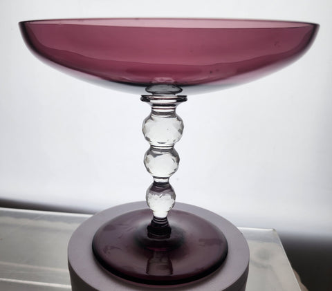 Amethyst vintage glass compote