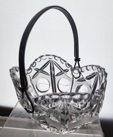 Glass basket With silver handle