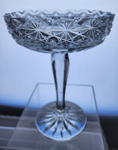 Cut Glass compote Antique floral