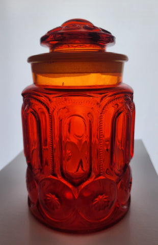 LE Smith glass Red moon and stars large canister