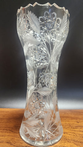 Cut glass corset vase antique