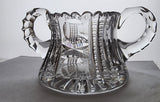 American Brilliant Period Cut Glass 2 handle sugar Antique abp hand cut