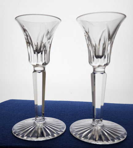 Signed Cut Glass Saratoga pair candle sticks Lenox USA , crystal