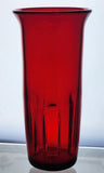 Red glass vase 3 groves AUCTION