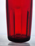 Red glass vase 3 groves AUCTION