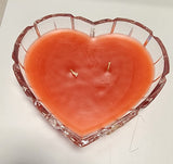 glass heart shape dish  crystal