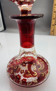 Red perfume bottle Victorian hand painted auction