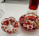 Red perfume bottle Victorian hand painted auction