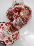 Red perfume bottle Victorian hand painted auction