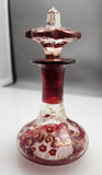 Red perfume bottle Victorian hand painted auction