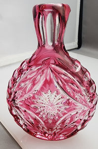 Cranberry cut to clear vase auction