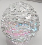 Hand cut glass honeycomb  paperweight, 32% lead crystal Signed