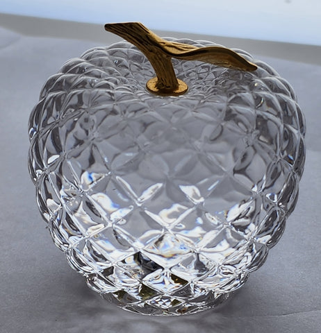 Glass apple paperweight,24% crystal good stem