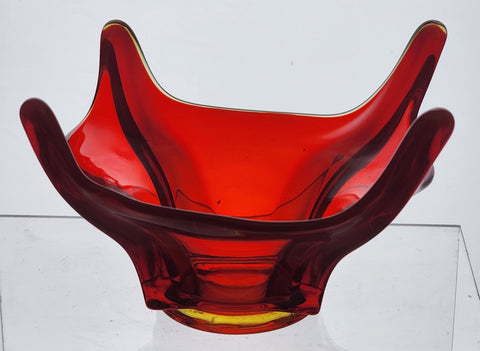 LE Smith glass Red free-form square bowl