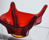 LE Smith glass Red free-form square bowl