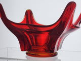 LE Smith glass Red free-form square bowl