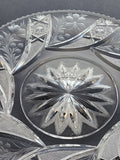 Tuthill American Brilliant Period hand Cut mouth blown blank cake plate Primrose swirl