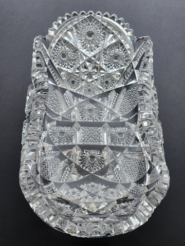 ABP Crystal Cut Glass Marcella Libbey oval folded tray