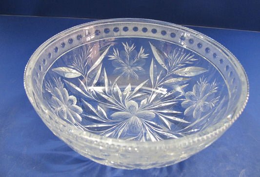 American Brilliant Period Cut Glass bowl  ABP  Antique Floral WHEEL CUT auction