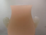 Steuben? vase Glass pink body white handles auction