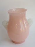 Steuben? vase Glass pink body white handles auction