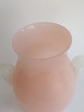 Steuben? vase Glass pink body white handles auction