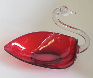 Ruby glass swan auction