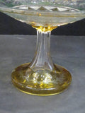 Cut Glass compote Antique green amber cut to clear auction