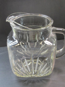 Glass pitcher 36 oz with frosted cuts auction