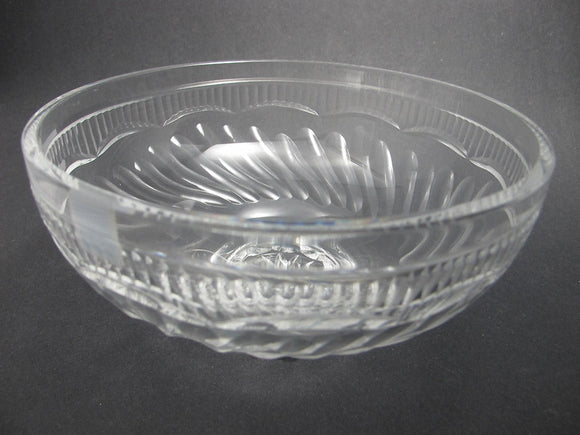 Hand Cut glass bowl hockey crystal signed auction