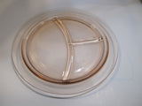 Pink Depression Glass 3 section dinner / lunch Plate vintage auction