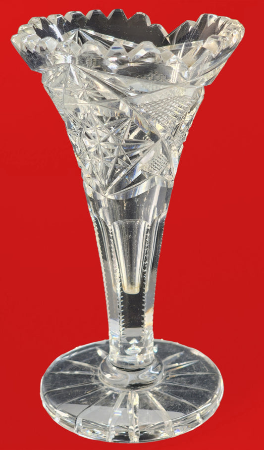Cut glass small trumpet vase antique
