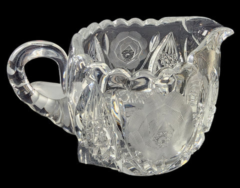 HAND  CUT GLASS creamer ROSE Ch