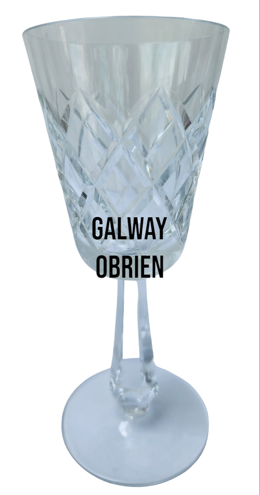 Signed Galway crystal Obrien wine glass Crystal older Hand cut