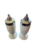 L E Smith milk Glass salt and pepper auction