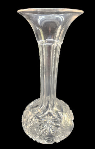 ABP cut glass vase antique fluted neck Adm