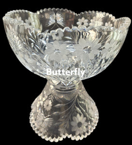 Cut glass 2 part punch bowl Butterfly auction