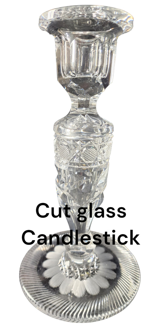 Candlestick American Brilliant Period hand Cut Glass Antique