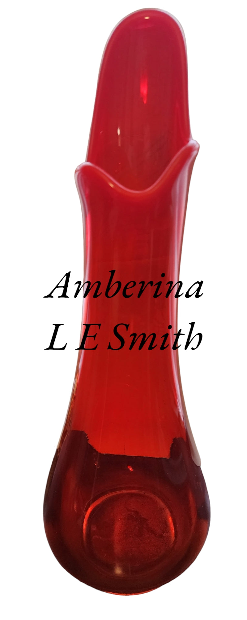 L.E Smith Glass Amberinea swung 14.5" vase