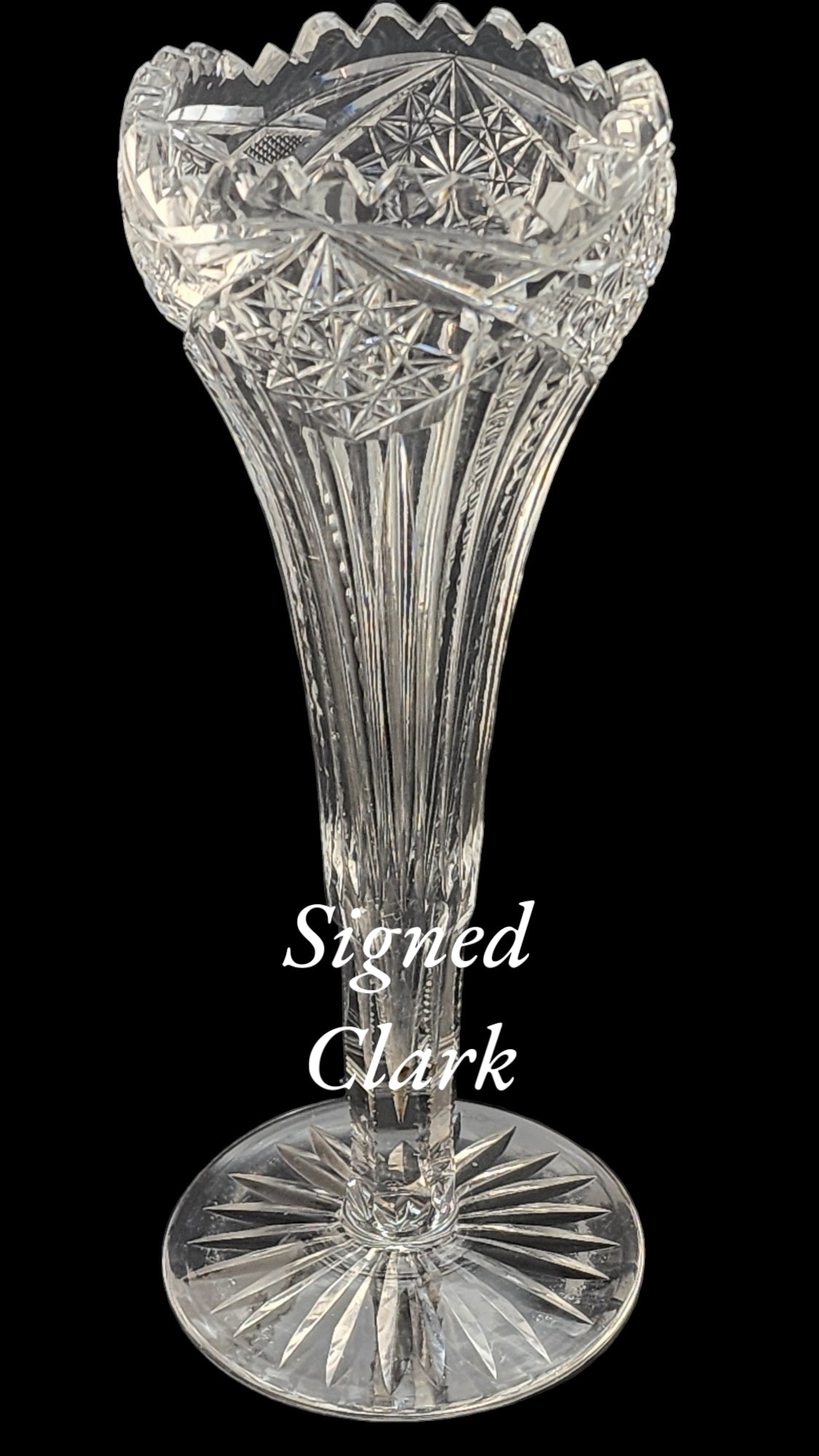 Signed Clark carafe American Brilliant Period hand Cut Glass