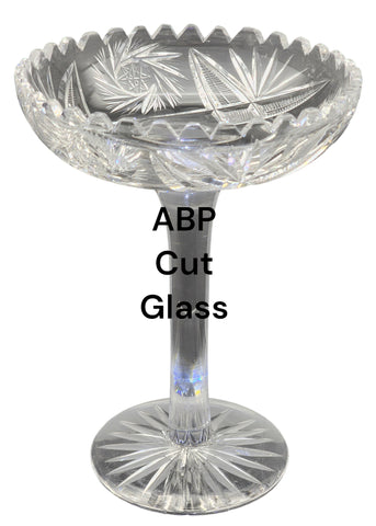 American Brilliant Period Cut Glass compote,  Antique glows pr242