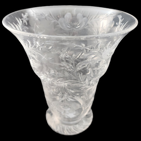 Cut glass Floral flower vase flared