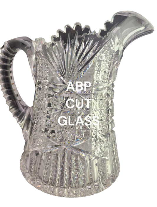 ABP Pitcher American Brilliant Period Cut Glass Antique tg16