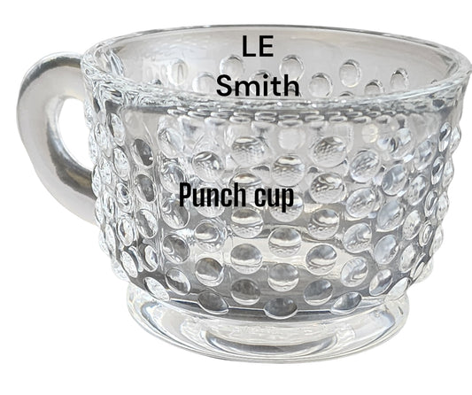 L E Smith Glass hobnail punch cup set of 6 pieces