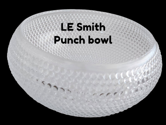 L E Smith Glass hobnail punch bowl