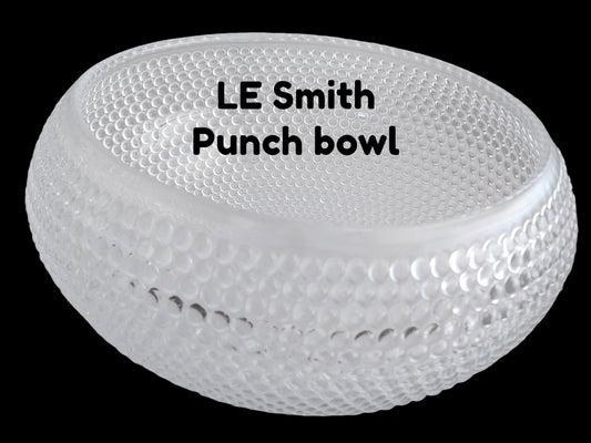 L E Smith Glass hobnail punch bowl AUCTION