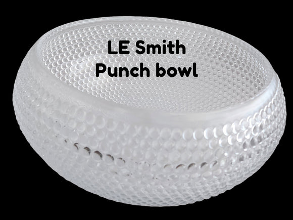 L E Smith Glass hobnail punch bowl AUCTION