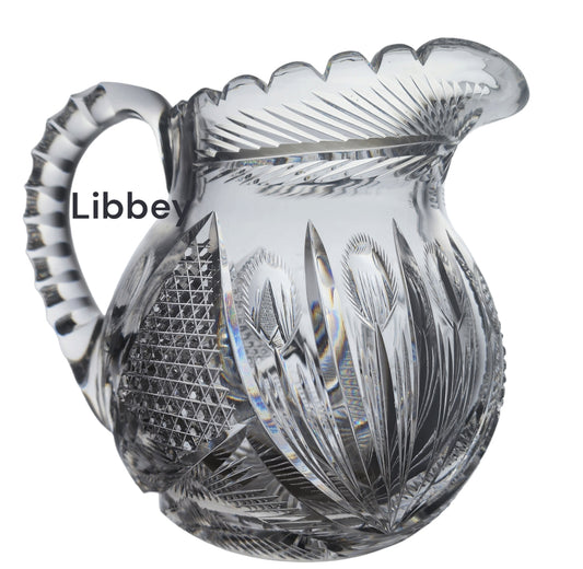 Libbey signed ABP pitcher American Brilliant Period hand Cut Glass