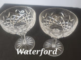 Pair Signed Waterford Hand Cut glass Powerscourt dessert champagne